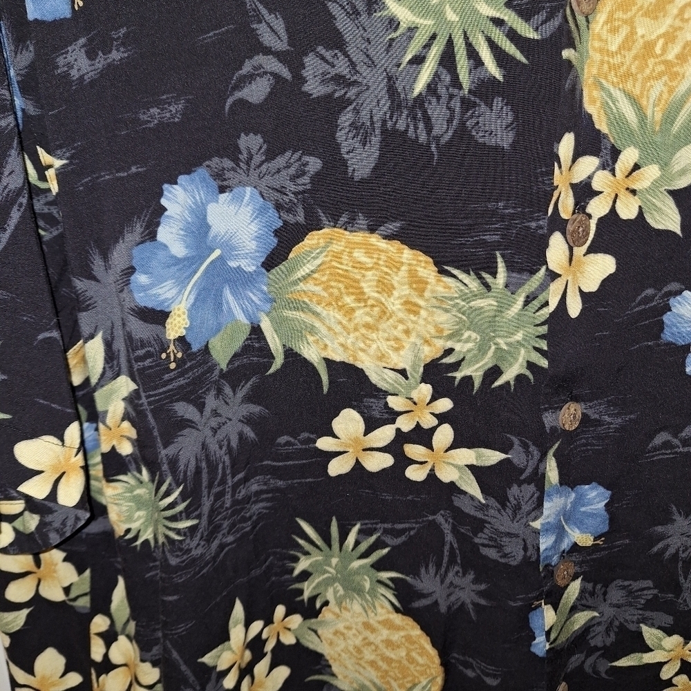 Rayon Pineapple Button Down Shirt Short Sleeve XL - Picture 4 of 5